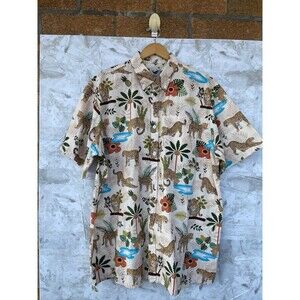 Yiume Funky Hawaiian Shirt For Men Adventure of the Jaguar Print Button Down 3XL